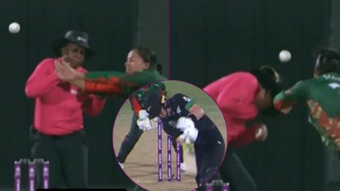 CWC 2025: Maddy Green का तूफानी शॉट! अंपायर के सामने से बिजली की रफ्तार में गुज़री गेंद; देखें VIDEO