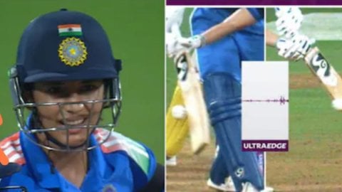 CWC25: मंधाना के आउट होते ही छा गया सन्नाटा, DRS के फैसले से हक्का-बक्का रह गई स्मृति; देखें VIDEO