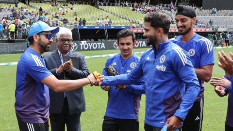 AUS vs IND: Nitish Kumar Reddy receives ODI debut cap from Rohit Sharma