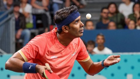 Paris: India's Sharath Kamal during a men's singles table tennis match at the Paris Olympics 2024