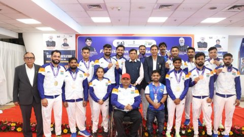 Sports minister Mansukh Mandaviya felicitates India’s para athletes after historic WPAC 2025
