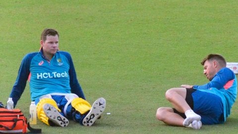 Kolkata: Australian players during a practice session ahead of the ICC Men's World Cup 2023 match Warner backs Steve Smith to score five centuries in Ashes, calls him ‘best since Bradman’