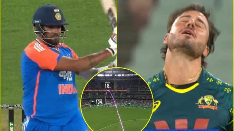 Harshit Rana ने मारा 104 मीटर का मॉन्स्टर छक्का, देखने लायक था Marcus Stoinis का रिएक्शन; देखें VIDE Harshit Rana ने मारा 104 मीटर का मॉन्स्टर छक्का, देखने लायक था Marcus Stoinis का रिएक्शन; देखें VIDE