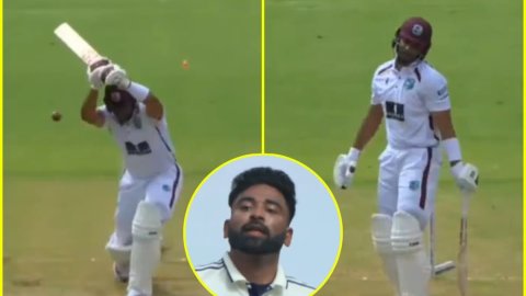 घुटने पर आए वेस्टइंडीज के Brandon King... Mohammed Siraj ने सनसनाता बॉल डालकर उड़ाए डंडे; देखें VIDE