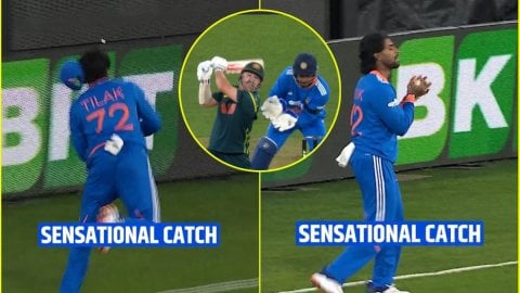 Tilak Varma ने तोड़ा Travis Head का दिल, बाउंड्री पर छक्के को किया कैच में तब्दील; देखें VIDEO Tilak Varma ने तोड़ा Travis Head का दिल, बाउंड्री पर छक्के को किया कैच में तब्दील; देखें VIDEO