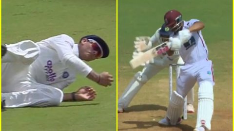 यशस्वी जायसवाल Rocked शाई होप Shocked! 23 साल के लड़के ने डाइव करके लपका बवाल कैच; देखें VIDEO