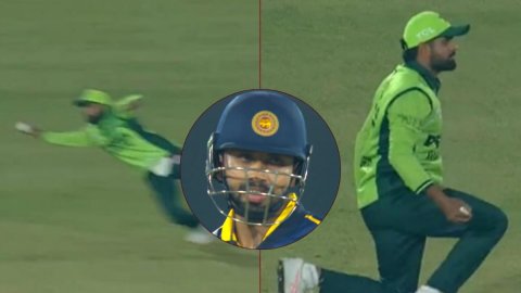 Babar Azam ने एक हाथ से लपका करिश्माई कैच, Samarawickrama की पारी एक झटके में हो गई खत्म; VIDEO