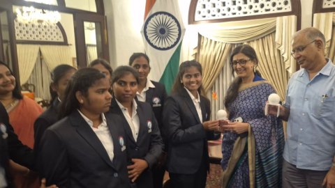 High Commissioner of India to Sri Lanka hosts unbeaten Indian visually impaired women’s cricket team