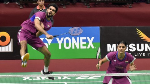 Lucknow: Badminton players Dhruv Kapila and Tanisha Crasto compete in a mixed doubles match of the S