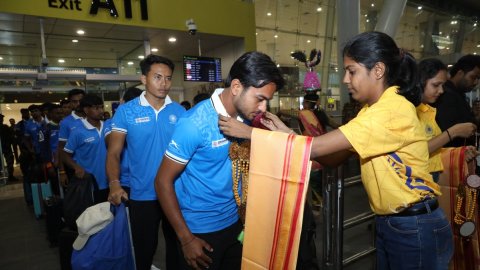 Indian junior men's hockey team arrives in Chennai for World Cup 2025