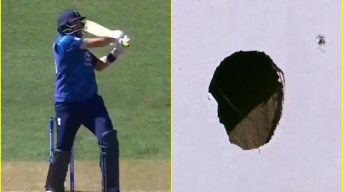 Jamie Overton ने तोड़ी Wellington Stadium की दीवार, छक्का मारकर कर डाला छेद; देखें VIDEO