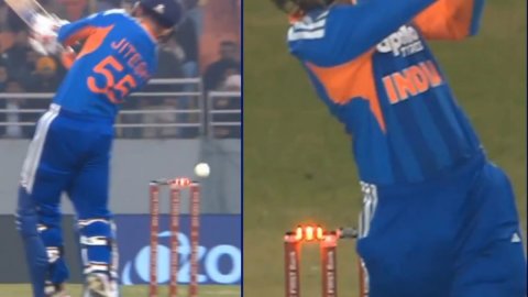 VIDEO: गेंद लगी, बेल हिली लेकिन गिरी नहीं! जितेश शर्मा ऐसे बचे आउट होने से कि सब देखकर रह गए दंग