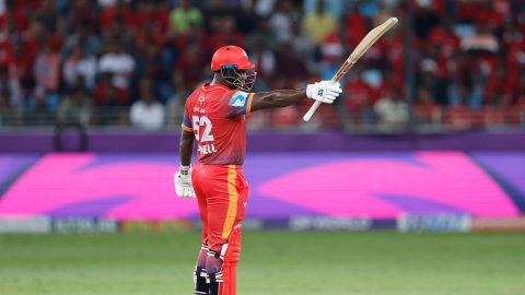 Rovman Powell of Dubai Capitals vs Abu Dhabi Knight Riders