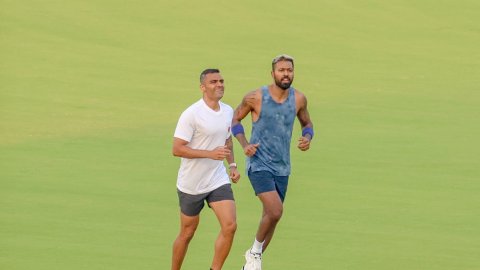 Bengaluru: Hardik Pandya During Practice Session