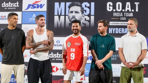 Lionel Messi attends GOAT India Tour 2025 event in Hyderabad