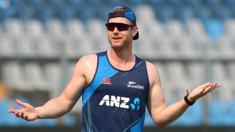 Mumbai: New Zealand's players during a practice session ahead of the ICC Men's Cricket World Cup