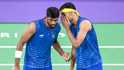 Paris : India's Satwiksairaj Rankireddy and Chirag Shetty during the men's doubles badminton quarter
