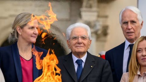 Olympic torch relay celebration cauldron for Milan-Cortina 2026 lit in Italy