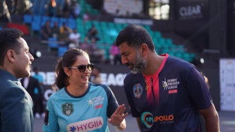 Sania, Bopanna take to court for exhibition match on opening day of Tennis Premier League 7