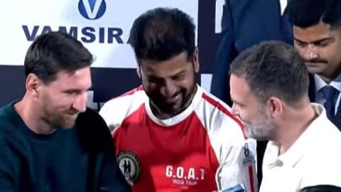 'Viva Football': Rahul Gandhi meets Messi in Hyderabad during GOAT Tour