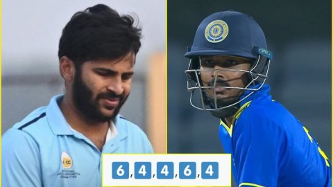 6,4,0,4,6,4: 21 साल के Aman Roy का बल्ला बना हथौड़ा, Shardul Thakur के 1 ओवर में ठोके 24 रन; देखें V