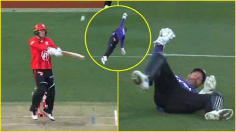 37 साल के Matthew Wade ने करिश्मे को दिया अंज़ाम, सुपरमैन बनकर विकेट के पीछे पकड़ा बवाल कैच; देखें V