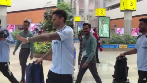 VIDEO: 'संजू को डिस्टर्ब मत करो, रास्ता दो उसे', SKY ने एयरपोर्ट पर जमकर लिए संजू के मज़े