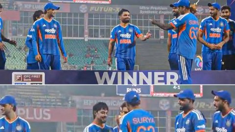 VIDEO: सूर्यकुमार यादव ने एक बार फिर से जीता दिल, रिंकू को टालकर ईशान किशन को सौंपी ट्रॉफी