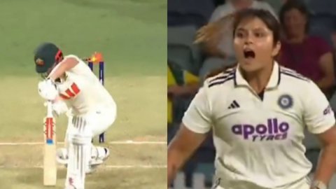 VIDEO: डेब्यू टेस्ट में Sayali Satghare का कमाल, डाल दी ऐसी मैजिक बॉल कि Georgia Voll भी रह गईं हक्क