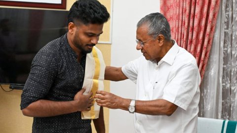 Sanju Samson felicitated by Kerala CM Pinarayi Vijayan after T20 WC win