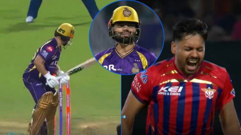 VIDEO: आवेश खान की रफ्तार के आगे बेबस हुए रिंकू सिंह, क्लीन बोल्ड कर LSG के गेंदबाज ने दिया जोरदार र