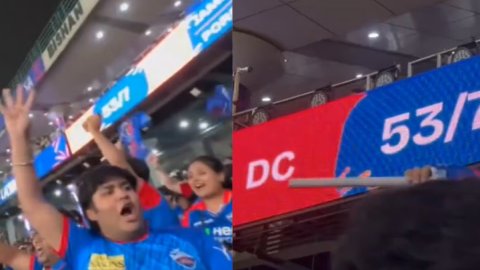 VIDEO: DC ने जैसे ही पार किया 49 का आंकड़ा, दिल्ली फैंस RCB के मज़े लेते हुए चिल्लाने लगे 49-49