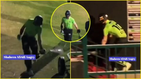 PSL 2026: Shaheen Afridi ने की शर्मनाक हरकत, जीरो पर OUT होने के बाद गुस्से से पटका बैट; देखें VIDEO