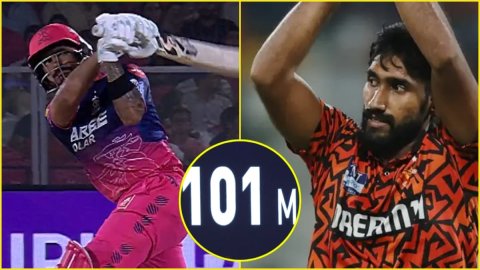 Dhruv Jurel ने Eshan Malinga को मारा 101 मीटर लंबा छक्का, जयपुर के स्टेडियम के बाहर गिरी गेंद; देखें