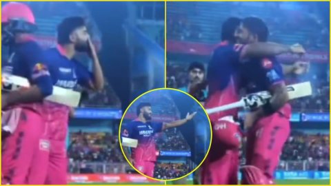 RR Vs RCB: फौजी के बेटे ने जीता Riyan Parag का दिल, गुवाहाटी में कैप्टन ने दी फ्लाइंग किस; देखें VID