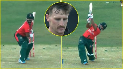 BAN बल्लेबाज़ ने मारा बेहद ही बवाल No Look Six, देखने लायक था 25 साल के Shamim Hossain का स्वैग