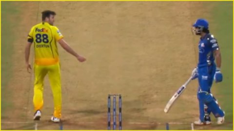 MI vs CSK: वानखेड़े के मचा बवाल! Live Match में Tilak Varma और Jamie Overton ने की लड़ाई; देखें VIDE