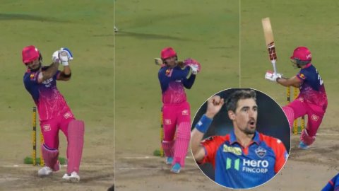 VIDEO: RR पर टूटा मिचेल स्टार्क का कहर, एक ही ओवर में रियान पराग समेत तीन बल्लेबाजों की निपटाई पारी