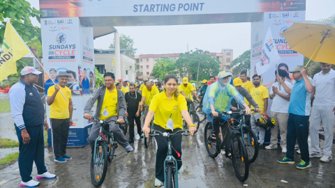 Fit India Sundays on Cycle: Raksha Khadse leads CWG 2030 celebration at IIT Guwahati