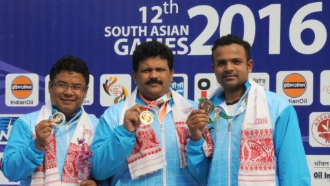 (110216) Guwahati: 12th South Asian Games-2016 - Men`s 25m Center Fire Pistol Medley