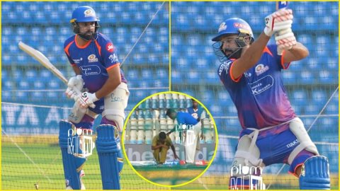 Mumbai Indians के प्रैक्टिस सेशन में घटी दुर्घटना, Rohit Sharma के तूफानी शॉट से Injured हुआ ग्राउंड