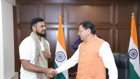 Indian Basketball player Ulhas K.S felicitated by Uttarakhand CM Pushkar Singh Dhami