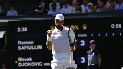 Wimbledon: Djokovic breaks Federer’s  wins record with gritty victory over Safiullin (Credit: Wimble