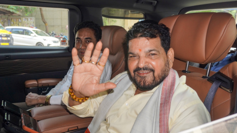 New Delhi: Brij Bhushan Sharan Singh leaves Rouse Avenue Court