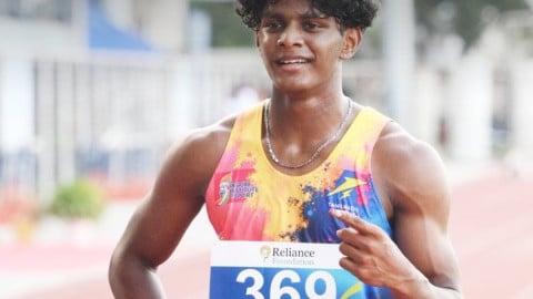 Neil Samraj sets youth national and meet record in 100m on the opening day of the National Youth Athletics Championships at the Guru Nanak Stadium in Ludhiana, Punjab, on Tuesday. Photo credit: AFI