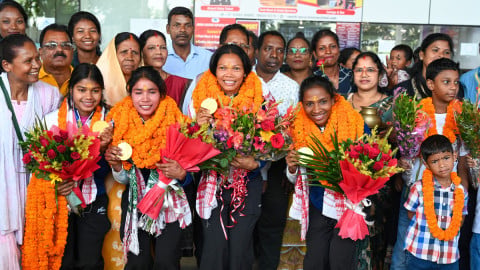 Asian Games gold medalists from Jharkhand return home, get warm welcome at Ranchi airport