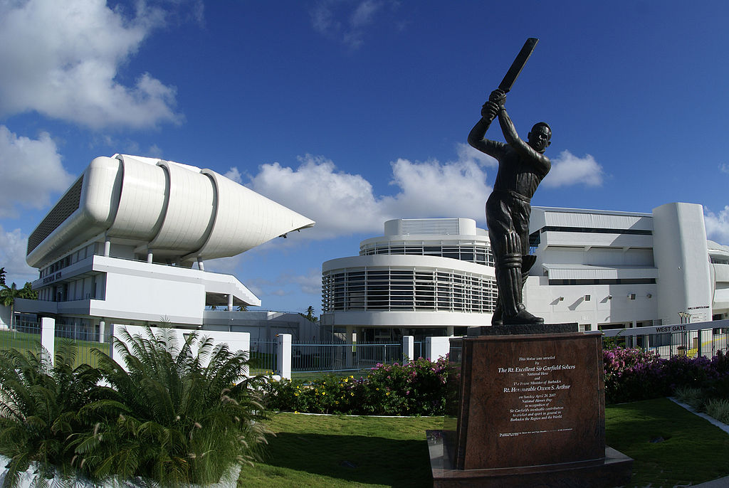 Hd Image for Cricket Sir Garfield Sobers statue at Kensington Oval in Hindi in Hindi