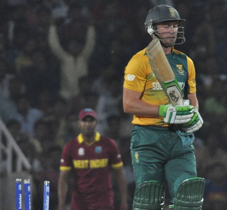 South African batsman AB de Villiers gets dismissed 