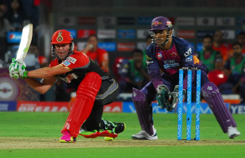 Royal Challengers Bangalore batsman AB de Villiers in action 