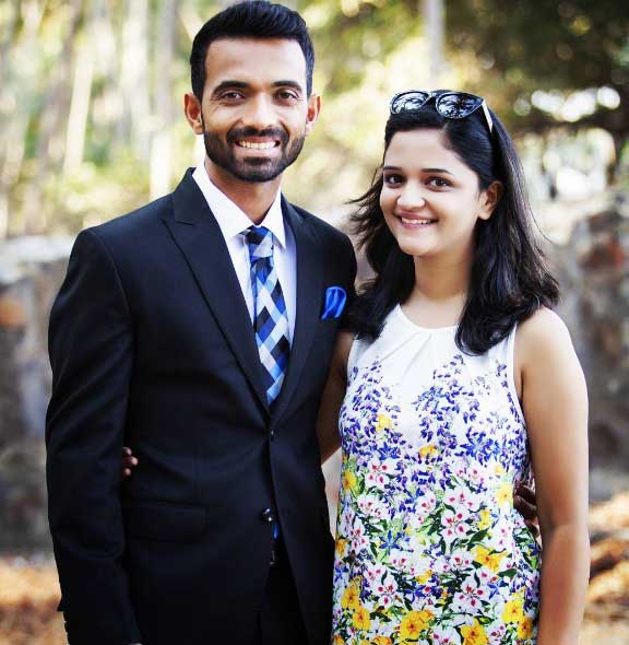 Ajinkya Rahane and his wife Radhika Image